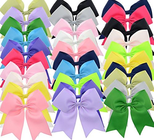 cuhair 30 pieces 5 inch Big Ribbon Cheer Bows with Clips School Hair Bows Women Hair Clip Girls Hair Barrettes Wholesale Hair Accessories
