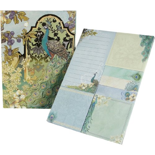 UPC 802126430132, Punch Studio PUN43013 Sticky Notes Portfolio Peacock/Garden Sticky Notes Pad Peacck/Gdn