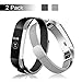 Fundro Compatible Fitbit Alta HR and Alta Bands, Stainless Steel Metal Milanese Bracelet Strap Replacement Wristband Magnetic Lock for Fitbit Alta Women Men (2-Pack Black+Silver, Large)