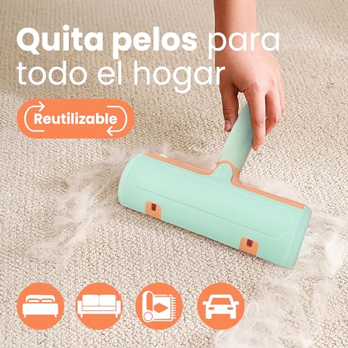 6 in 1 Reusable Pet Hair Remover Roller – Hair Remover for Dogs and Cats – for Sofas, Clothes and Cars – Ideal for Daily Cleaning and Travel – Washable Dustproof Brush Without Refills