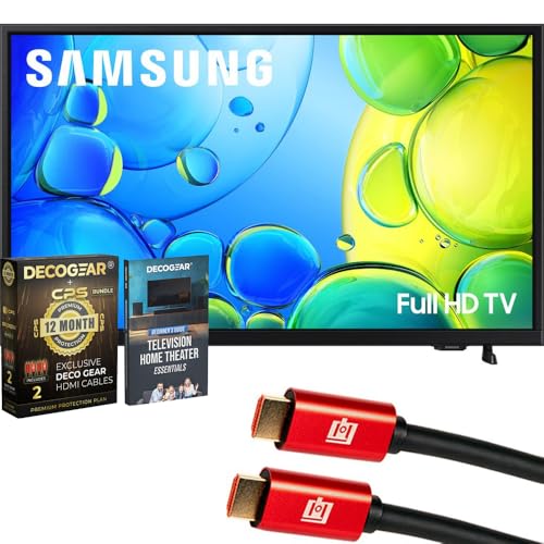 Samsung UN40F6000FFXZA 40 pulgadas 1080P FHD F6000F Smart TV (2025) paquete con Theatre Essentials, paquete de protección mejorada CPS de 1 año y cable Deco Gear 6FT 4K HDMI 2.0