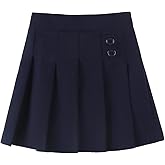 Noomelfish Girls Button Pleated Scooter Skirt School Uniform Skort (5-12 Years)