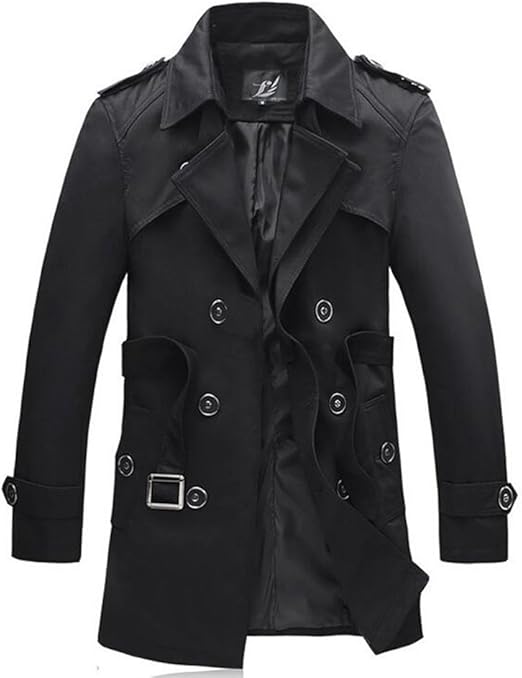 Amazon Co Jp メンズ 細身 スリム トレンチコート ハーフコート お兄系 紳士 コート イギリス風 ジャケットアウター ビジネス 3色あり 大きいサイズあり カーキ ネイビー ブラック Xxl ブラック 服 ファッション小物