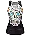Ensasa Women's Fashion Rose Skull Flower Death Camisole Halter Top Sleeveless T-Shirt (S-XXL)