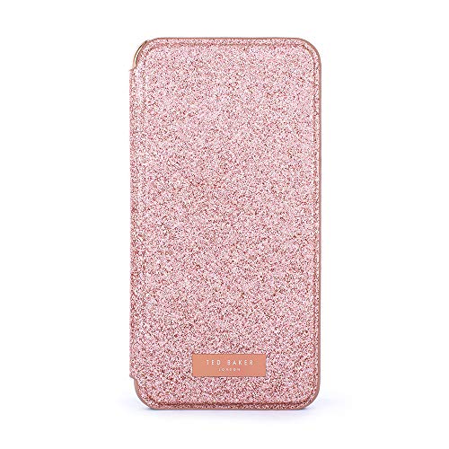 Ted Baker Sparkly Fashion Mirror Folio Case for iPhone Xs Max, Protective Cover iPhone Xs Max for Professional Women/Girls - Rose Gold