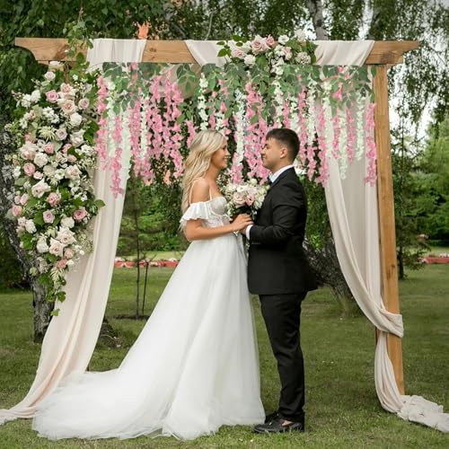 BIRDDIE 24 Pcs Artificial Plants Decorative, Artificial Flowers Decoration, Artificial Wisteries, Hanging Garland for Background, Wedding, Garden and Home Wall Decoration (White)