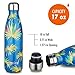 MIRA Vacuum Insulated Travel Water Bottle | Leak-proof Double Walled Stainless Steel Cola Shape Portable Water Bottle | No Sweating, Keeps Your Drink Hot & Cold | 17 Oz (500 ml) (Blue Palm)