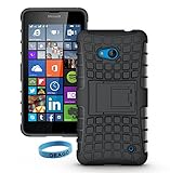 Microsoft Nokia Lumia 640 Case Cover Accessories - Tough Rugged Dual Layer Protective Case with Kickstand for Microsoft Lumia 640 (Black).