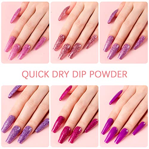 Lavender Violets FastDry 12 Colors DipPowderNailKit Glitter Purple