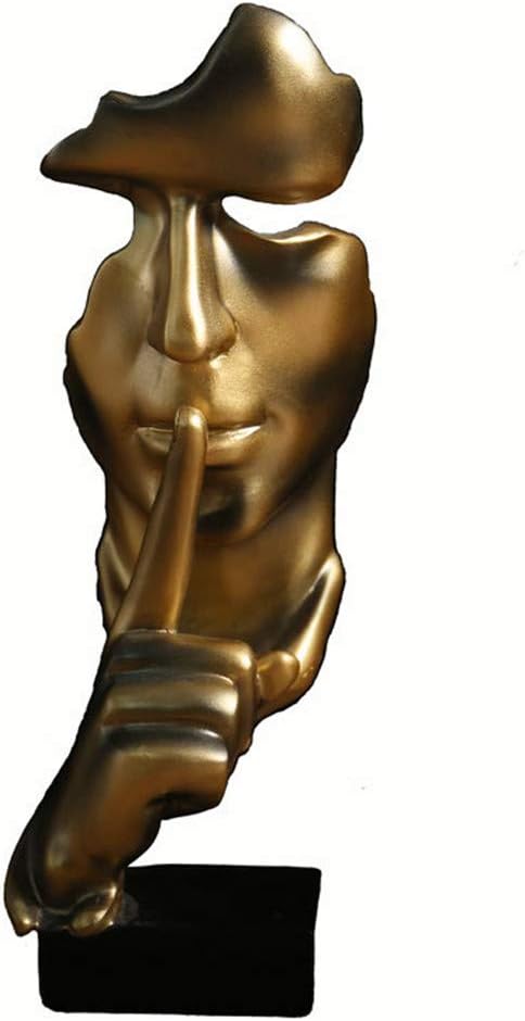 Amazon Com Newqz Creative Abstract Men Figurine Sculptures Keep Silence Statue Thinker Statue Office Home Decor Bronze Everything Else