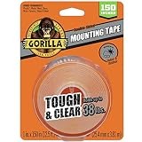 Gorilla 6036002 Tough & Clear XL Mounting Tape, 150 inches, Clear