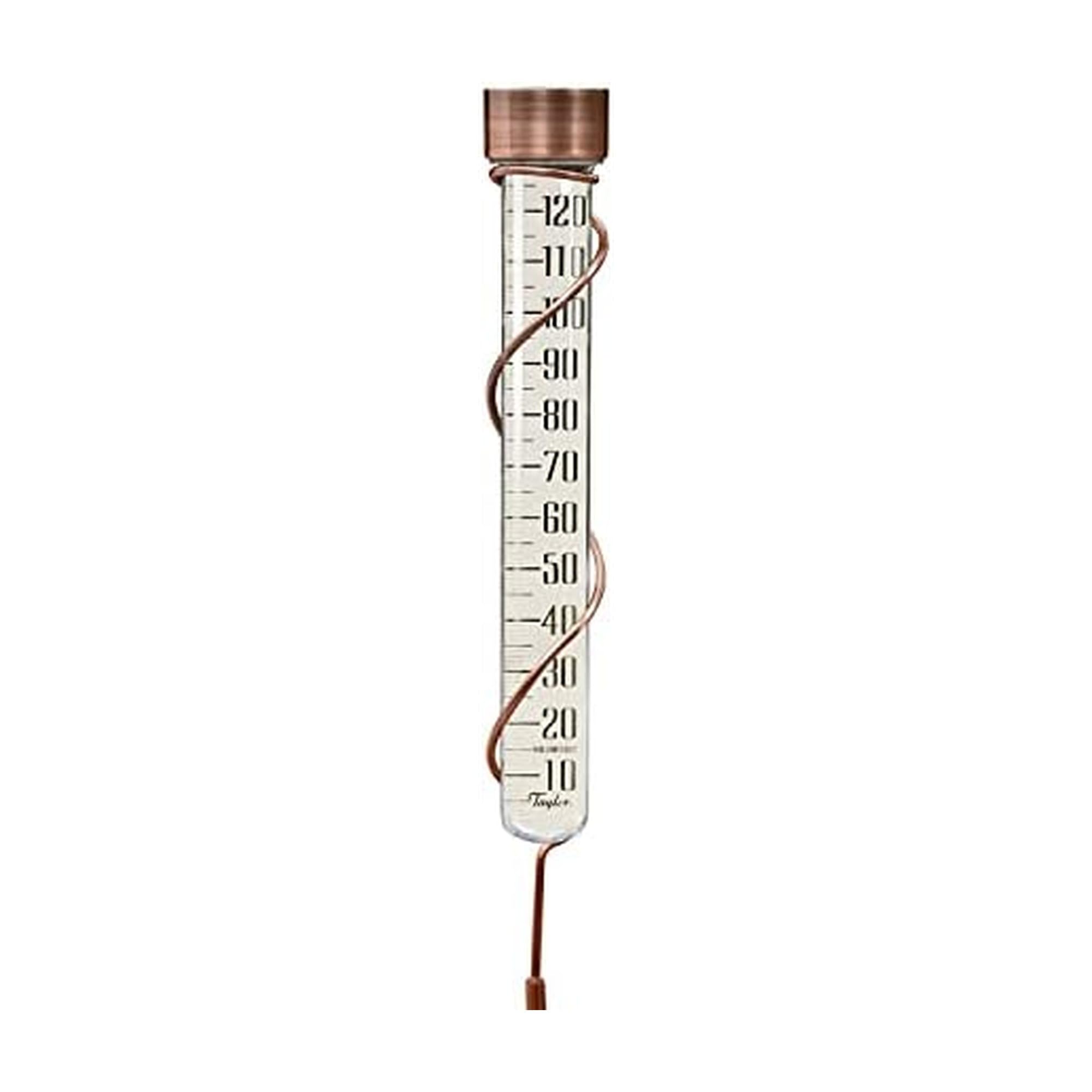 Taylor Heritage 27" Tall Glass Rain Gauge, 5" Capacity, Aluminum, Copper