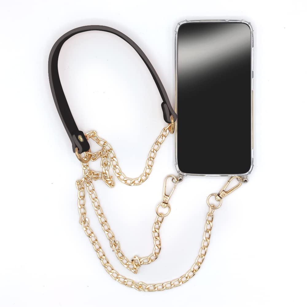 Transparent Reinforced Tempered Glass Case for Xiaomi Redmi Note 12 4G Black Leather Strap/Chain Cord