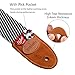 Guitar Strap Vintage Tweed 100% Cotton & Suede Leather Ends Strap with Pick Pocket For Bass, Electric & Acoustic Guitars (Black/Gray)