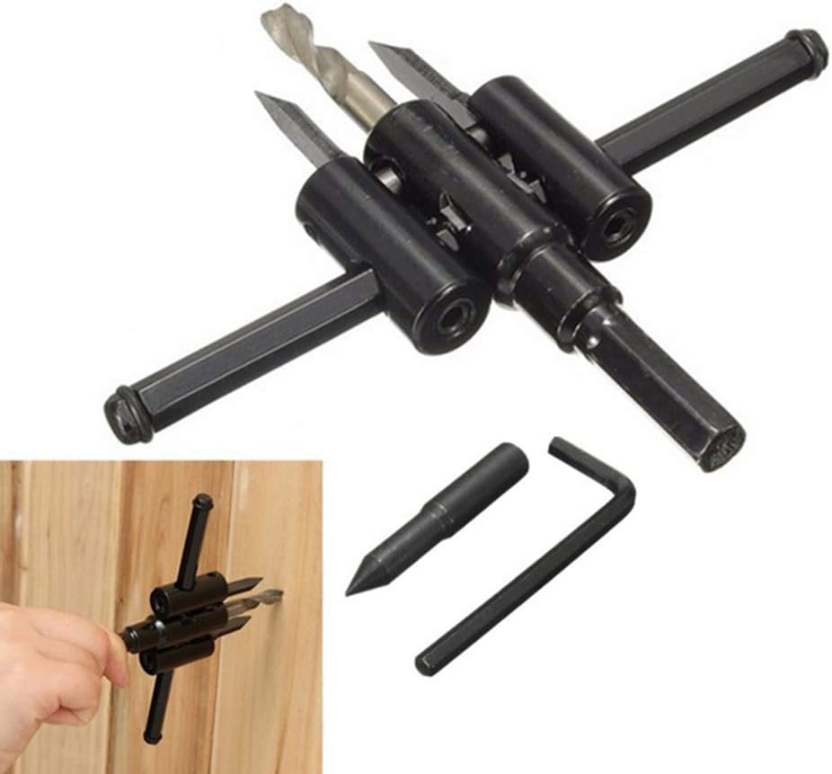 30mm-120mm Adjustable Drill Bit Cutter Kit Metal Wood Circle Hole Saw DIY Tool for Repair - Black