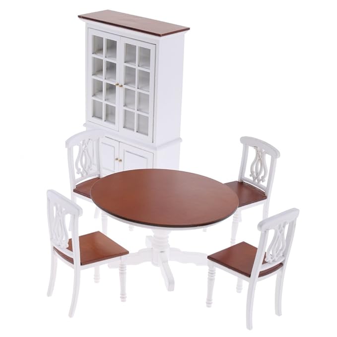 Amazon.es: D DOLITY Muebles de Mesa Juego de Armarios y Nevera ...