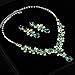 FAYBOX Glamorous Crystal Rhinestone Beading Necklace Earrings Wedding Jewelry Sets Emerald
