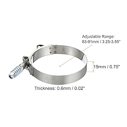 PATIKIL T-Bolt Hose Clamps with Spring, 2 Pack