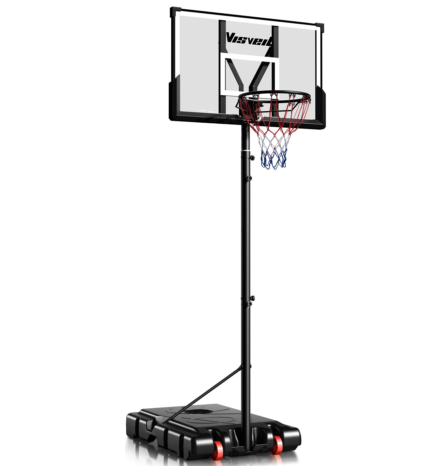 Photo 1 of ***USED/UNKNOWN MISSING HARDWARE***VISVEIL Basketball Hoop,Portable Basketball Hoop System for Outdoor, Adjustable Height 5.7-10ft 45in Backboard Basketball Goal for Kids Teen and Adult-Jet Black