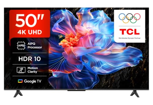 TCL 50V6C 50 4K HDR Smart TV with Google TV (Dolby Audio, Motion Clarity, Compatible with Google Assistant & Alexa)