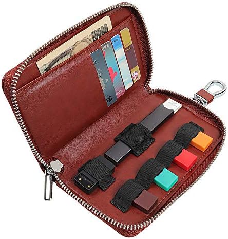 Wkerry Juul Case PU Leather Portable Holster Carrying Case Wallet with Multiple Card Slot Brackets
