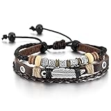 MOWOM Brown Black Silver Alloy Genuine Leather Bracelet Bangle Rope Angel Wing Feather Surfer Wrap Adjustable
