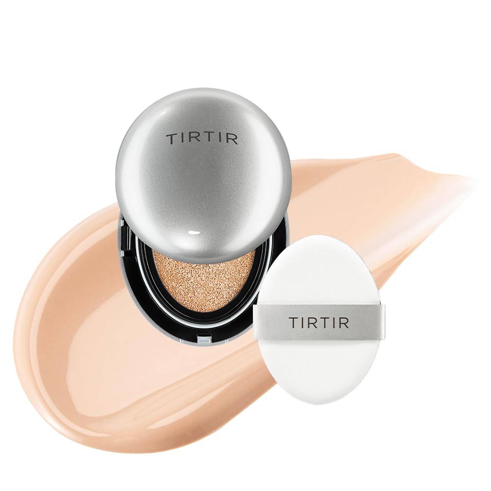 TIRTIR Aura Glow Cushion | Semi-Glow Finish, 72-Hour Radiance, Buildable coverage, Moisturized, Buildable skin, Korean Cushion, Mini (0.15 oz.), #17C Porcelain
