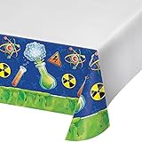 Creative Converting 318143 Border Print Plastic Tablecover, 54 x 102, Mad Scientist (2-Pack)