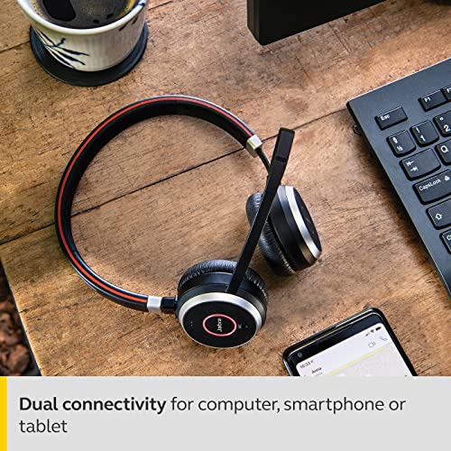Jabra Evolve 65 MS Wireless Headset, Stereo Includes Link 370 USB Adapter Bluetooth Headset