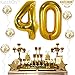 Big Gold 40 Balloon Numbers - 40 Inch | Gold Confetti Balloons and 40 Birthday Balloons | Mylar Foil Number 40 Balloons for 40th Birthday Decorations | 40th Anniversary Decorations for Men, Women