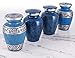 Adera Dreams Small Urns for Human Ashes Keepsake - Set of 4 Blue Memories Mini Cremation Urns - Memorial Ashes Urn with Case, Velvet Pouches and Funnel - Miniature Burial Funeral Urns for Sharing Ash
