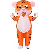 GOOSH Inflatable Tiger Costume for Adluts Blow up Halloween Costumes Men Women 72IN Funny Blow up Cow Costume for Halloween Party Cosplay