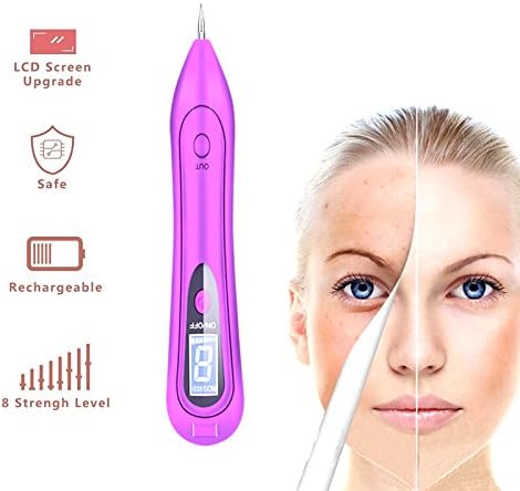 Mole Removal Pen, SINNESKY Portable USB Rechargeable Skin Tag Removal Tool Kit with 8 Strength Levels Professional Beauty Pen for Body Facial Freckle Nevus Warts Age Spot Tattoo Remover Beauty Skin