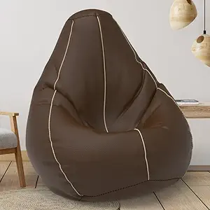 ComfyBean Bag with Beans Filled 4XL- Official: Bailey & Bakers Bean Bags - Max User Height : 5.5-6 Ft.-Weight : 70-99 Kgs(Model: Brown Cream)
