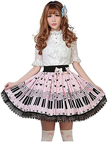 Star Heaven Women's Bowknot Lace Piano Keybord Printed Lolita Skirt (M)