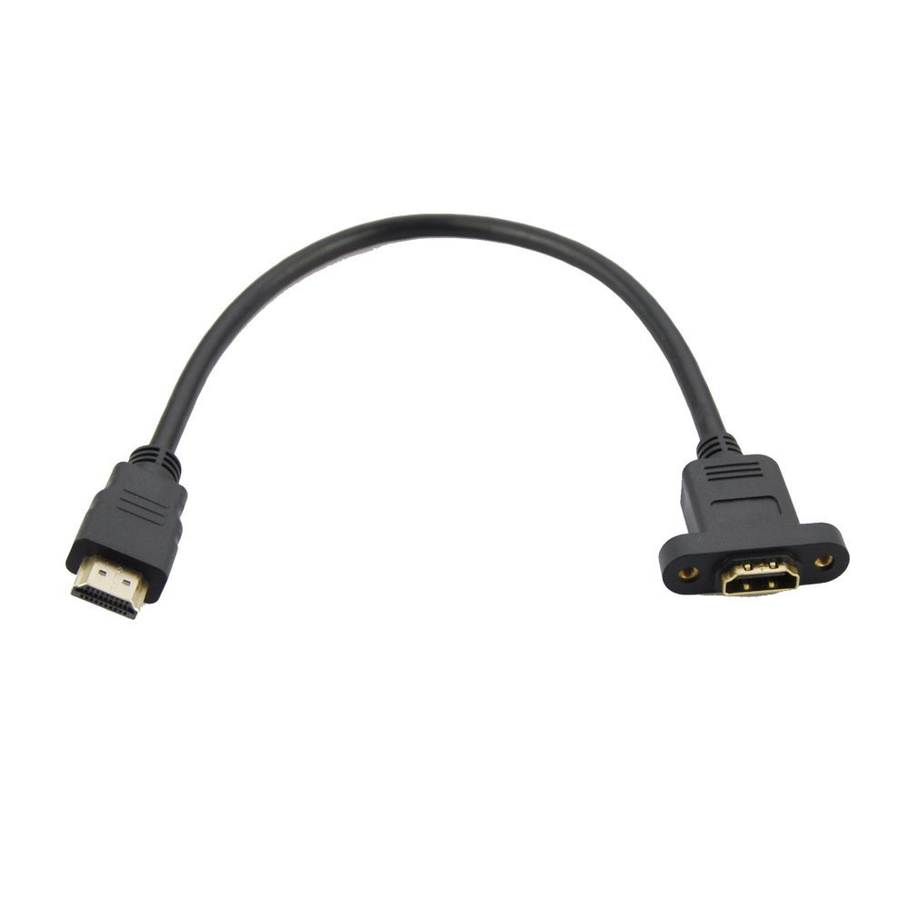 LiKuCo 30CM HDMI Male to Female Extension Cable Adapter Connector with Screw Hole for Panel Mount