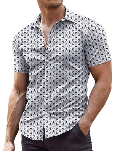 COOFANDY Men's Muscle Fit Dress Shirts Wrinkle-Free Short Sleeve Casual Button Down Shirt