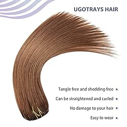 UGOTRAYS Clip in Hair Extensions Chestnut Brown