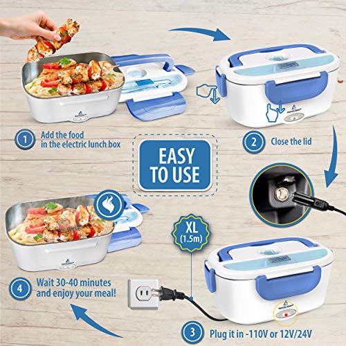 TRAVELISIMO Electric Lunch Box Food Warmer 60W 3 in 1 Heated Lunch