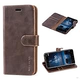 Mulbess Nokia 8 Protective Cover, Magnetic Closure RFID Blocking Luxury Flip Folio Leather Wallet Phone Case with Card Slots and Kickstand for Nokia 8, Coffee Brown