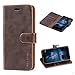 Mulbess Vintage-Style Leather Wallet Case,Flip Cover with Magnetized Closure, Card Slots Money Pouch and Stand Feature for Nokia 8,Coffee Brown