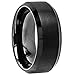 8mm Black High Polish Beveled Tungsten Rings Carbide Men's Wedding Band in Comfort Fit and Matte Finish Sizes 6-16