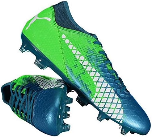 chuteira puma future 18.4 fg campo azul e verde