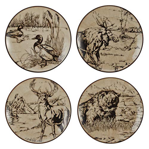 Mossy Oak Animal Print 16 Piece Dinnerware Set, Black And Beige on Galleon Philippines