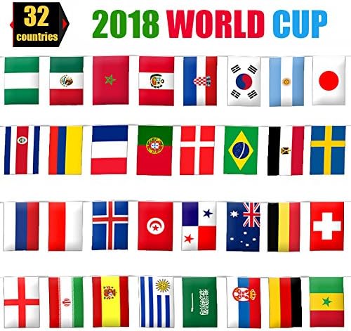 Yarssir 2018 FIFA World Cup String Flag Banner Bunting, Russia World Cup Top 32 Teams Flags for Fan Clubs KTV Sports Restaurants Game Night Decorations
