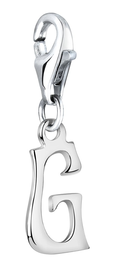Nenalina 713236-000 Letter G Charm Pendant in 925 Sterling Silver, Fits All Common Charm Bracelets