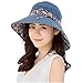 Womens Sun Hat Hindawi Summer Reversible UPF 50+ Beach Hat Foldable Wide Brim Cap, Blue