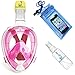 SnorkelinGear V2.0 2017 Full Face Snorkel Mask Set for Adults and Children, Easybreath Snorkeling Gear with 180 Sea View with Universal Waterproof Case and Anti-Fog Spray