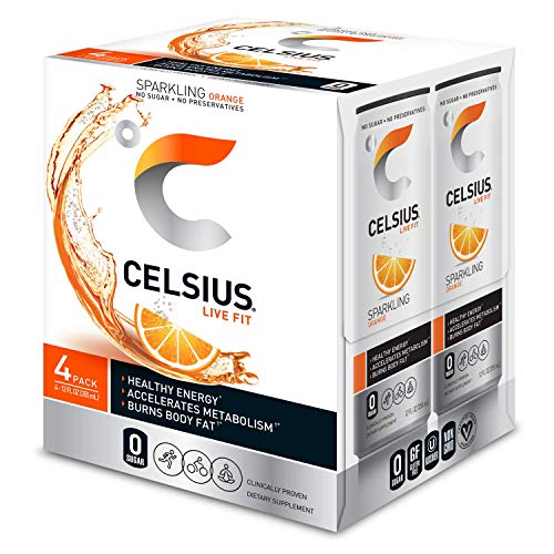 CELSIUS Fitness Energy Drink 12 Fl Oz, Sparkling Orange (Pack of 24