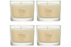 Yankee Candle Signature Votive Mini Candle Jar, Vanilla Cupcake Scent, Natural Soy Wax Blend Candle with Natural Fiber Wick, 1.3 OZ Glass Jar (Pack of 4)